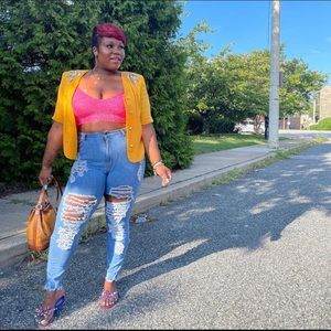 Linen vintage crop jacket